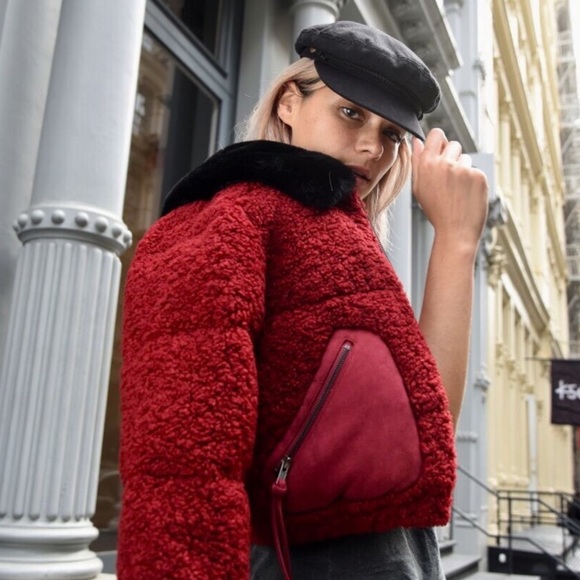 Type Alpha Jackets & Blazers - Type Alpha Teddy Cropped Red Coat